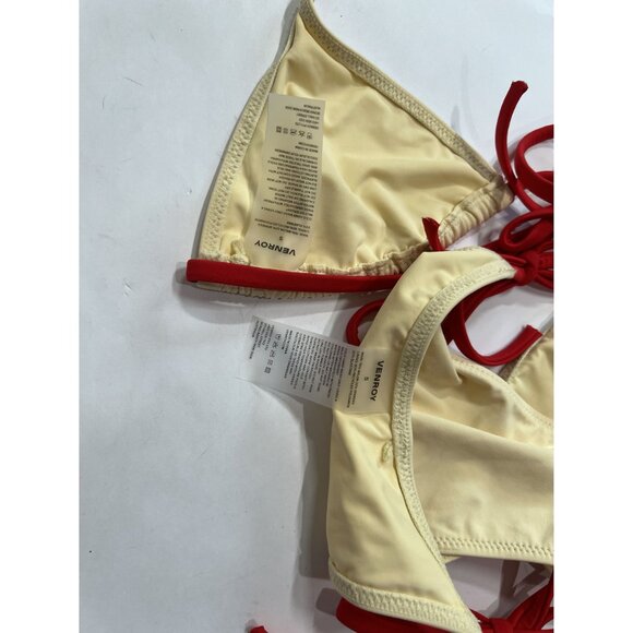 VENROY Triangle Bikini Top & Tie Side Bikini Brief in Dusty Yellow Red - Picture 5 of 5